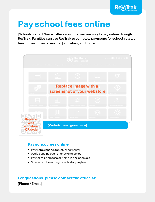 Preview of the editable parent-facing flyer